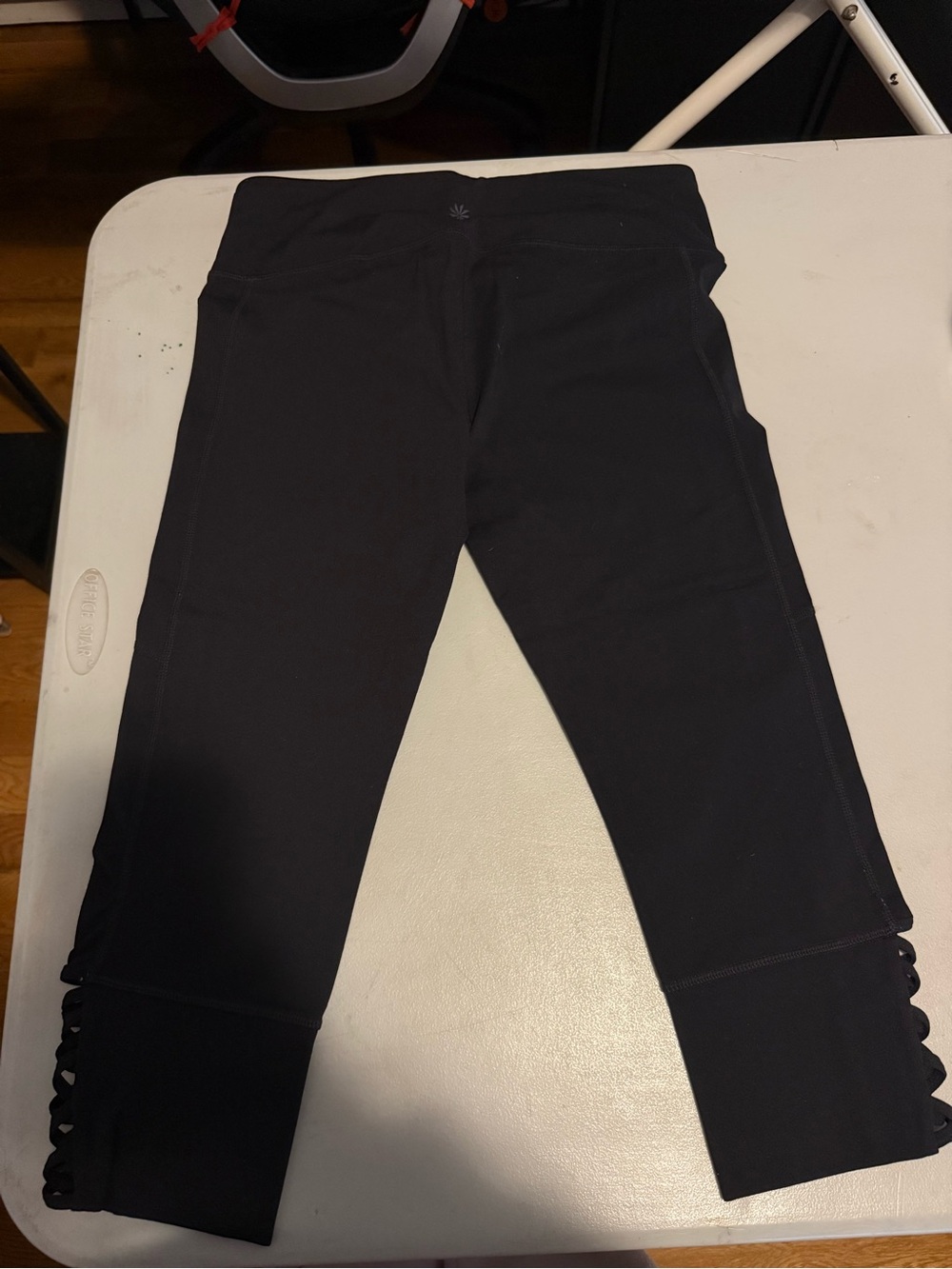 Athleta Black Capri Leggings with Lattice Hem